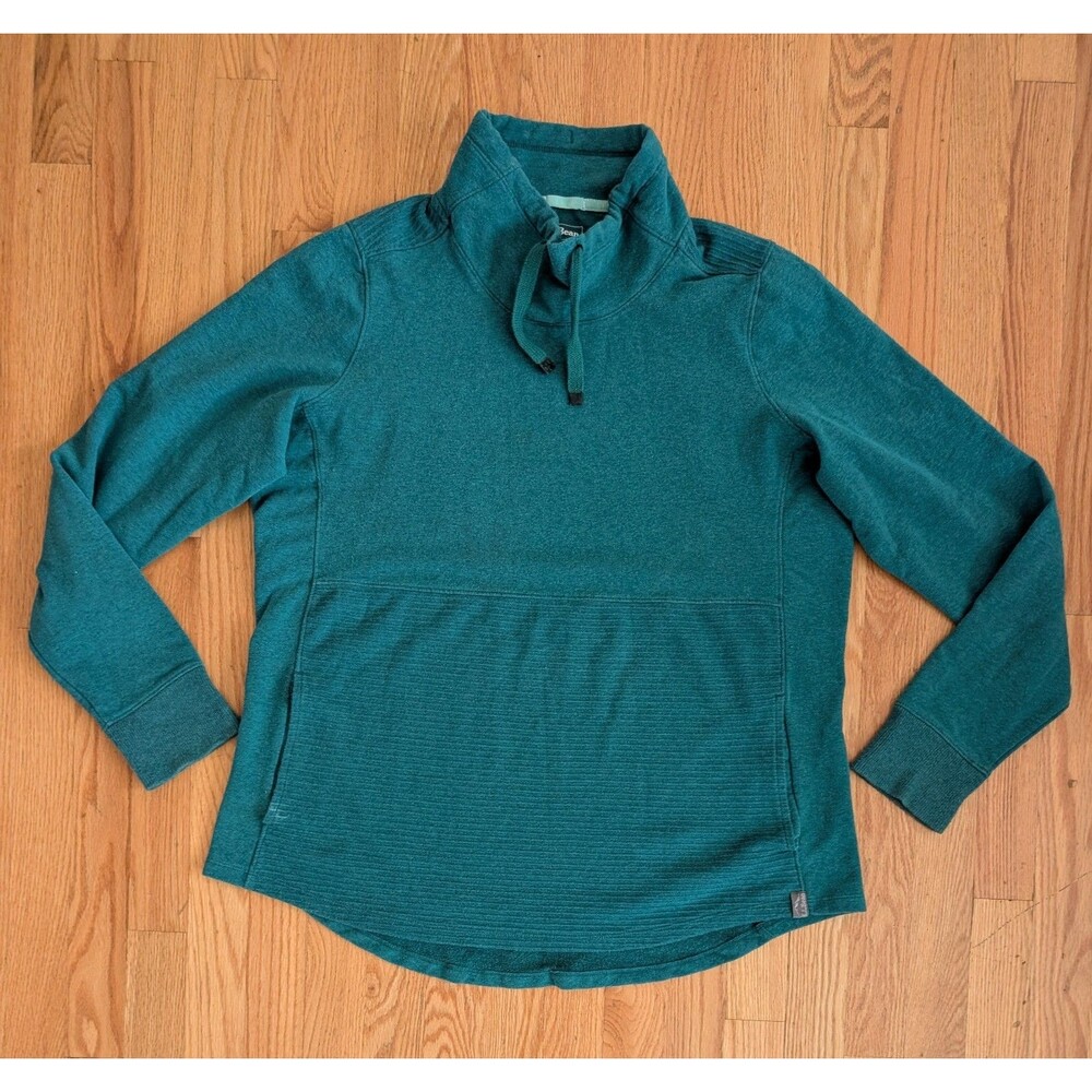 LL Bean Womens Cozy Mixed Knits Pullover Sea Green Teal 511587 XL Funnel Neck